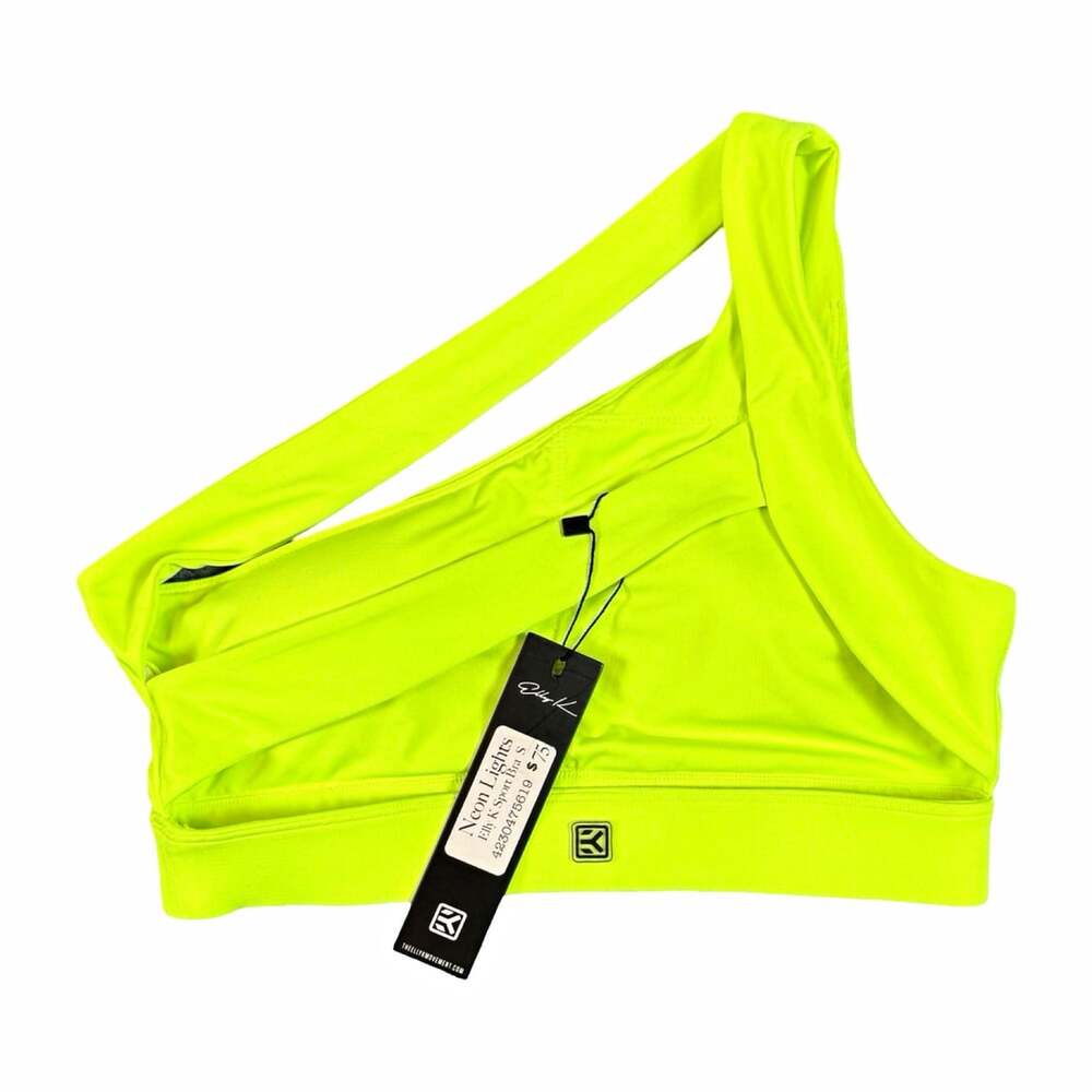 ELLY K Women's Green One Shoulder Pullover Wireless Sports Bra Logo Size S